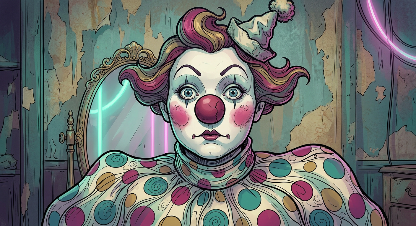 AI-generated clown portrait of Ashton