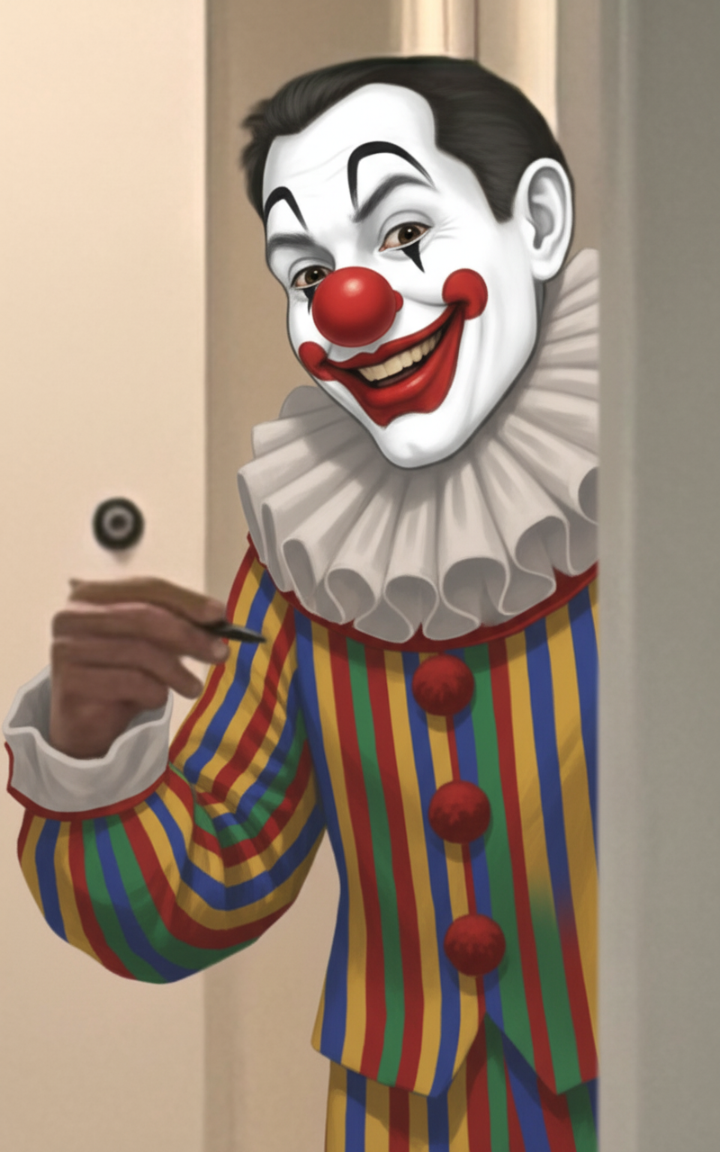 AI-generated clown portrait of Custom clown transformation